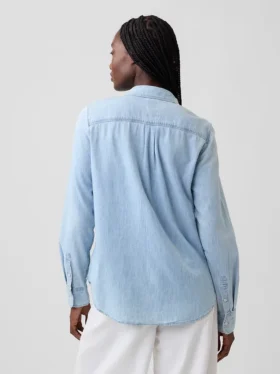 Organik Pamuklu Denim Klasik Gömlek