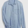 Organik Pamuklu Denim Klasik Gömlek
