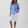 Organik Pamuklu Poplin Oversized Büzgülü Kollu Gömlek