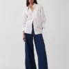 Organik Pamuklu Poplin Oversized Büzgülü Kollu Gömlek