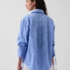 Organik Pamuklu Poplin Oversized Büzgülü Kollu Gömlek
