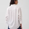 Organik Pamuklu Poplin Oversized Büzgülü Kollu Gömlek