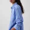 Organik Pamuklu Poplin Oversized Büzgülü Kollu Gömlek
