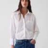Organik Pamuklu Poplin Oversized Kısa Gömlek