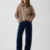 Organik Pamuklu Poplin Oversized Kısa Gömlek