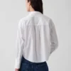 Organik Pamuklu Poplin Oversized Kısa Gömlek