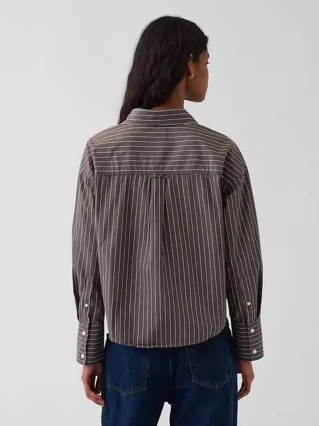 Organik Pamuklu Poplin Oversized Kısa Gömlek