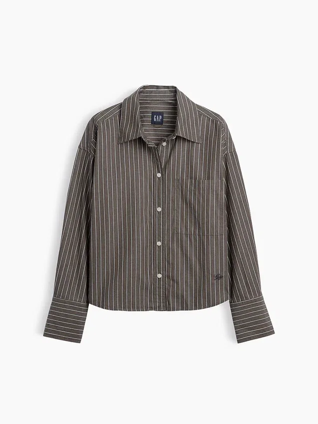 Organik Pamuklu Poplin Oversized Kısa Gömlek