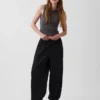 Organik Pamuklu Poplin Rahat Bol Jogger Pantolon