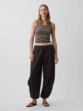 Organik Pamuklu Poplin Rahat Bol Jogger Pantolon