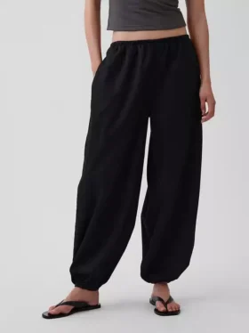 Organik Pamuklu Poplin Rahat Bol Jogger Pantolon