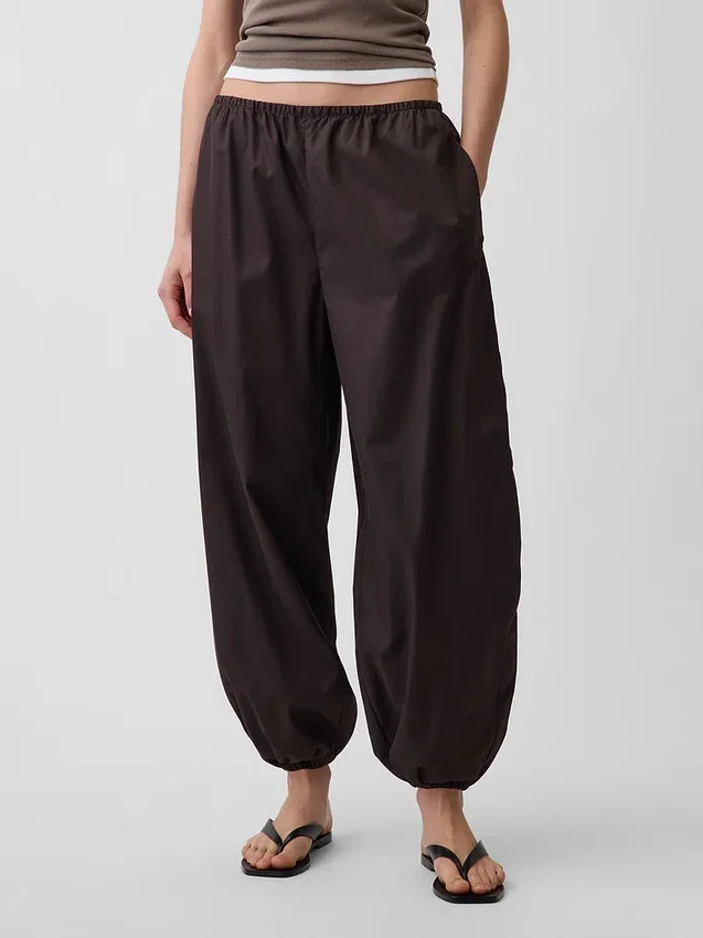 Organik Pamuklu Poplin Rahat Bol Jogger Pantolon