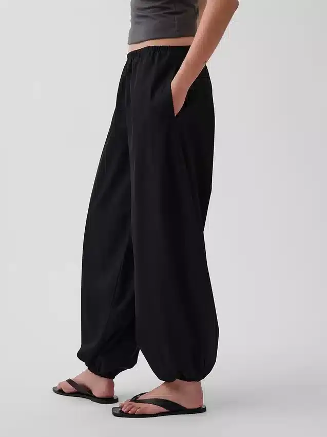 Organik Pamuklu Poplin Rahat Bol Jogger Pantolon