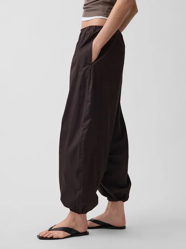 Organik Pamuklu Poplin Rahat Bol Jogger Pantolon