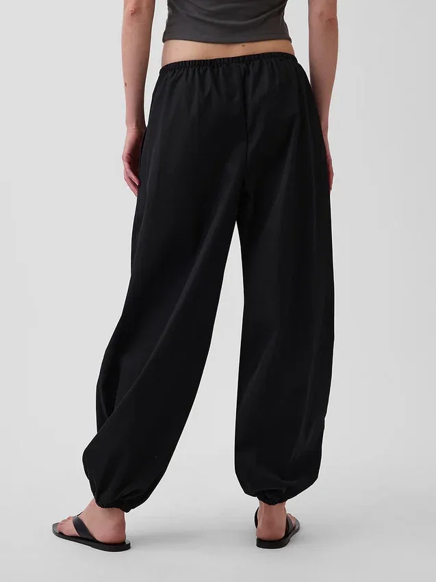 Organik Pamuklu Poplin Rahat Bol Jogger Pantolon