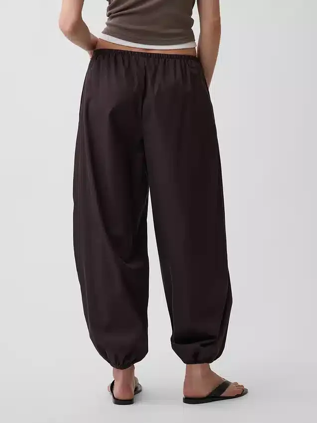 Organik Pamuklu Poplin Rahat Bol Jogger Pantolon