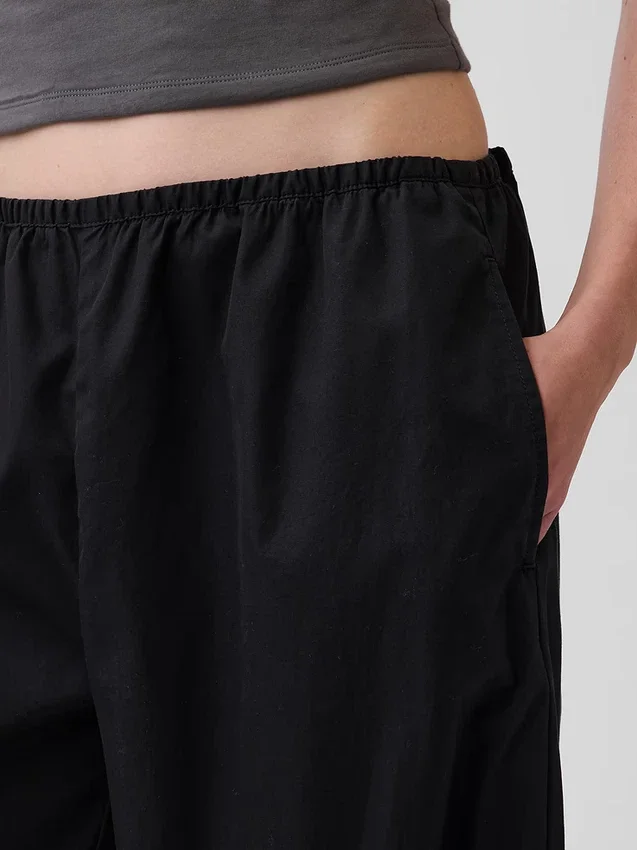 Organik Pamuklu Poplin Rahat Bol Jogger Pantolon