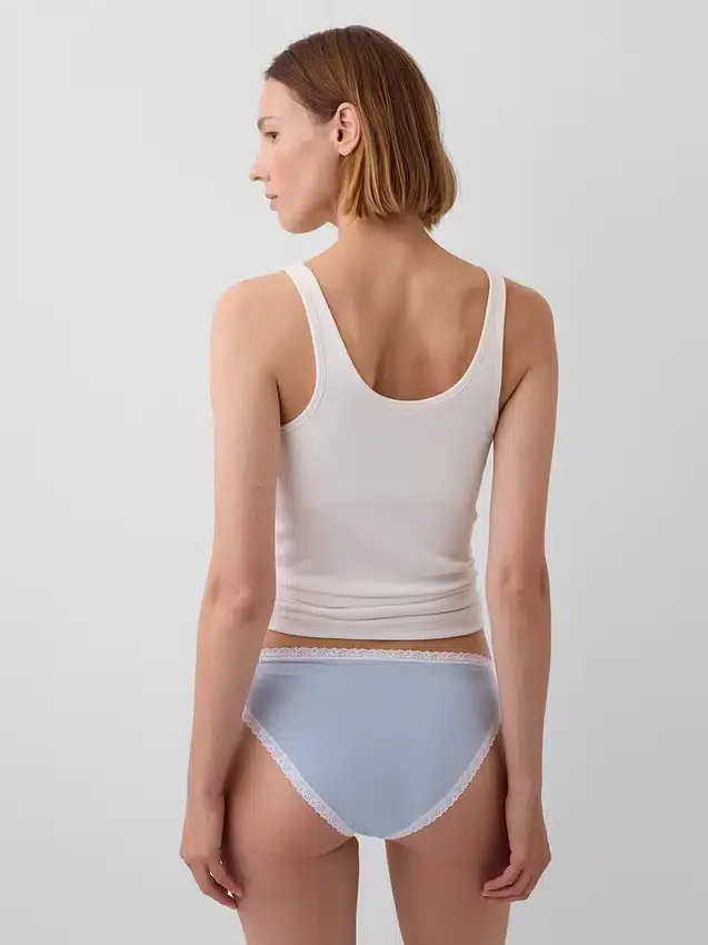 Organik Streç Pamuk Dantel Süslemeli Bikini