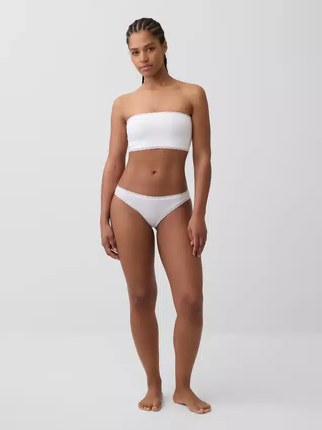 Organik Streç Pamuk Dantel Süslemeli Bikini