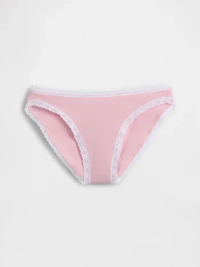 Organik Streç Pamuk Dantel Süslemeli Bikini