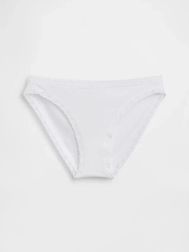Organik Streç Pamuk Dantel Süslemeli Bikini