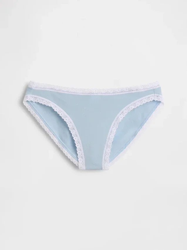 Organik Streç Pamuk Dantel Süslemeli Bikini