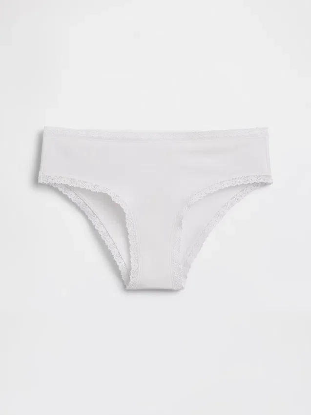 Organik Streç Pamuklu Dantel Kenarlı Hipster