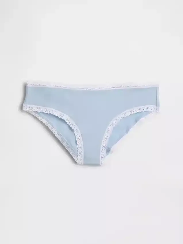Organik Streç Pamuklu Dantel Kenarlı Hipster