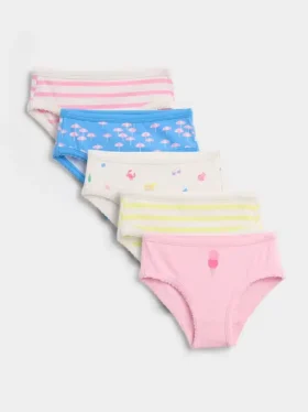 Organik Streç Pamuklu Küçük Çocuk Külotları (5'li Paket)