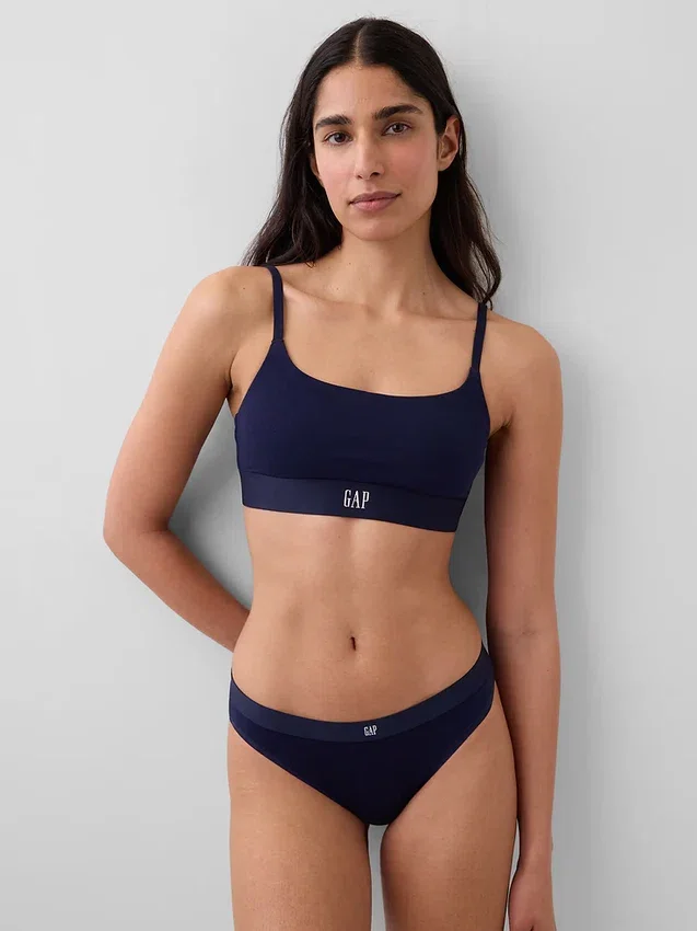 Organik Streç Pamuklu Logolu Bralette