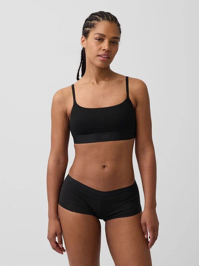 Organik Streç Pamuklu Logolu Bralette