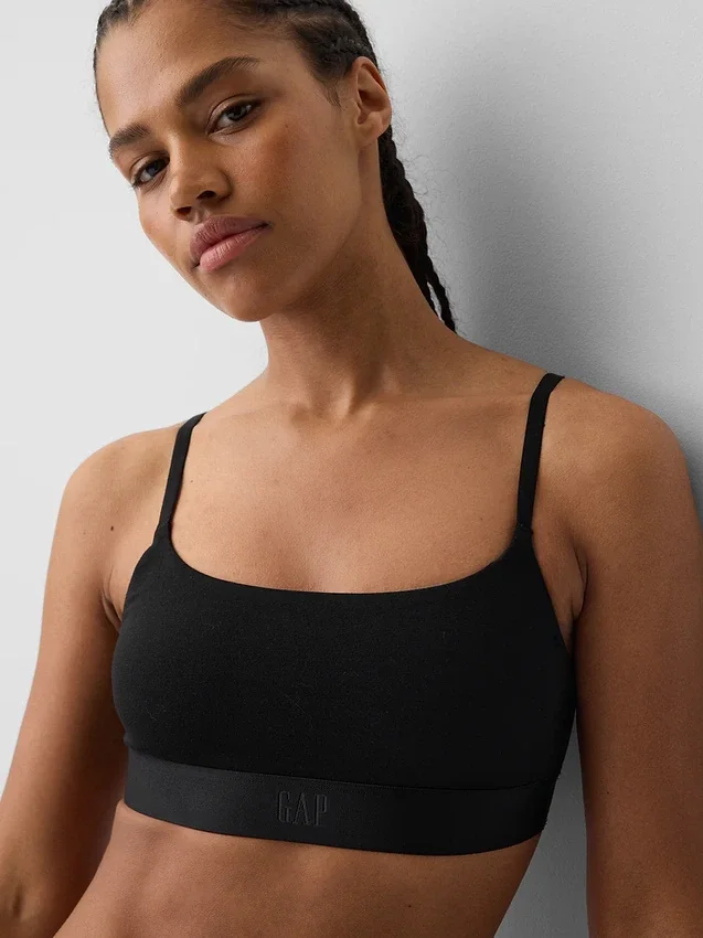 Organik Streç Pamuklu Logolu Bralette