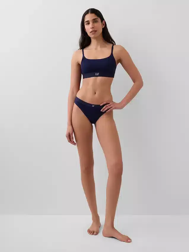Organik Streç Pamuklu Logolu Bralette