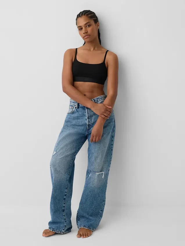 Organik Streç Pamuklu Logolu Bralette