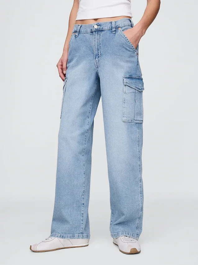 Orta Bel '90'lar Stili Bol Kargo Jean'ler