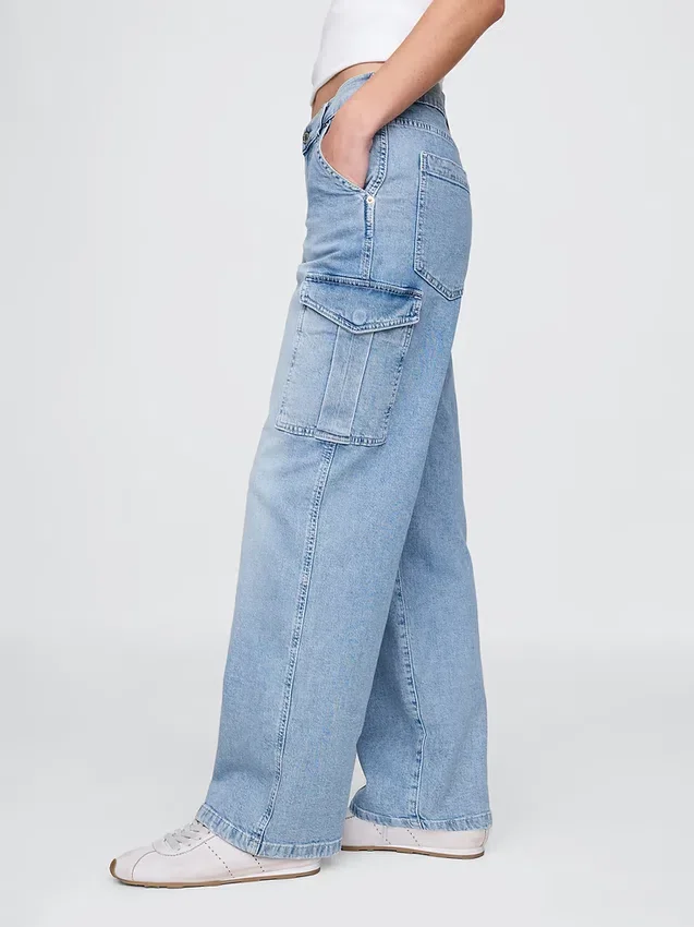 Orta Bel '90'lar Stili Bol Kargo Jean'ler