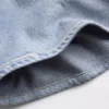 Orta Bel Baskılı Örme Denim Şortlar