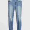 Orta Bel, Eskitilmiş Gerçek Skinny Ayak Bileği Jean'i
