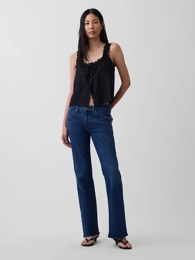 Orta Bel Gevşek Bootcut Jean