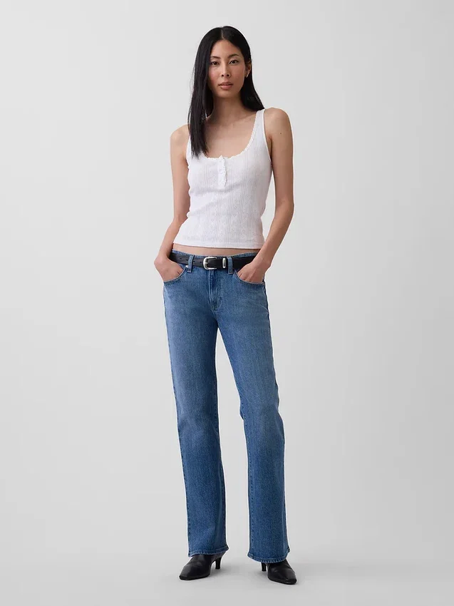 Orta Bel Gevşek Bootcut Jean