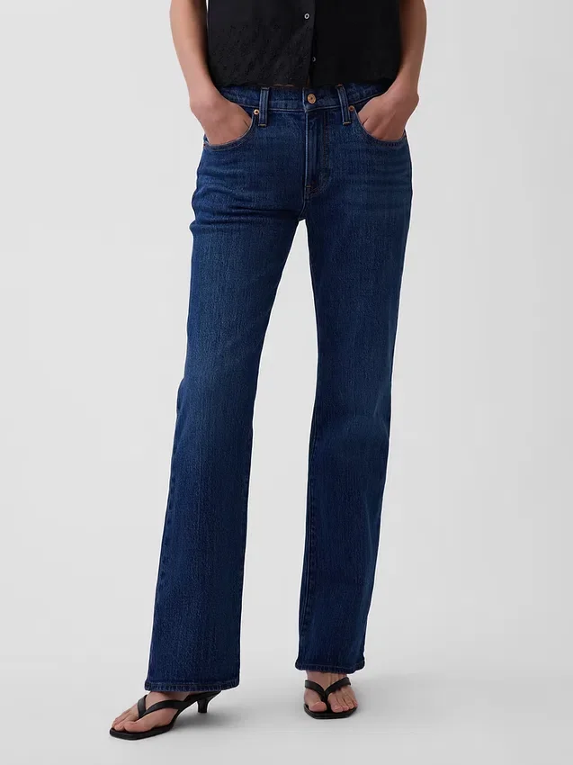 Orta Bel Gevşek Bootcut Jean