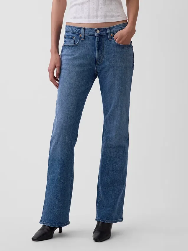 Orta Bel Gevşek Bootcut Jean
