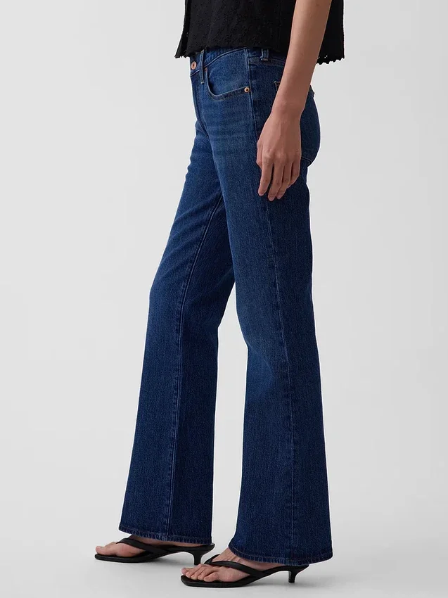 Orta Bel Gevşek Bootcut Jean