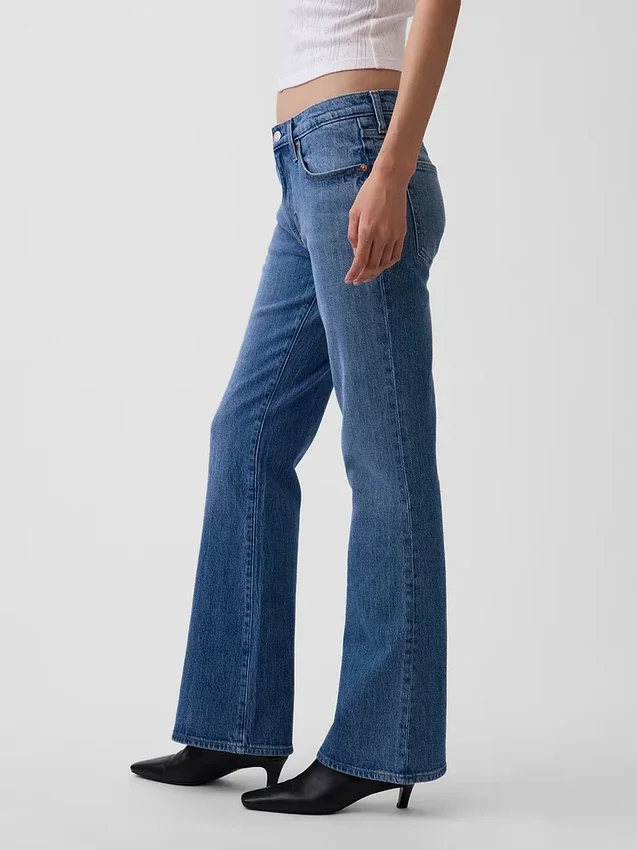 Orta Bel Gevşek Bootcut Jean