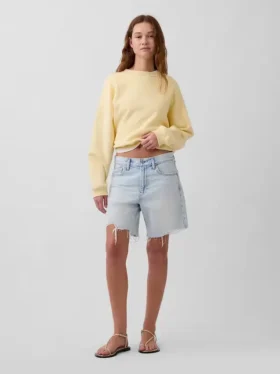 Orta Bel Gevşek Denim Bermuda Şortlar