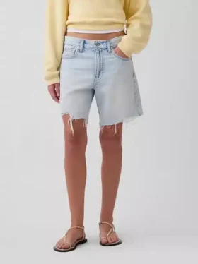 Orta Bel Gevşek Denim Bermuda Şortlar