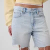 Orta Bel Gevşek Denim Bermuda Şortlar