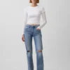 Orta Bel Gevşek Düz Kesim Jean'ler