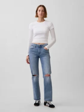 Orta Bel Gevşek Düz Kesim Jean'ler