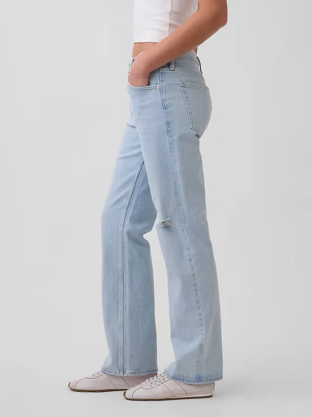 Orta Bel Gevşek Düz Kesim Jean'ler